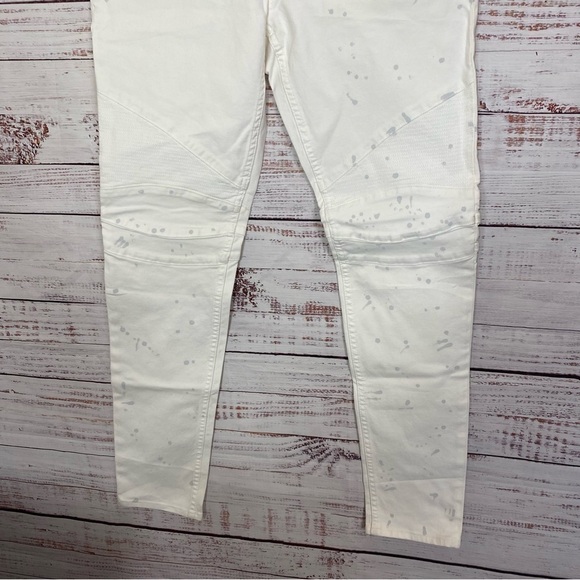 Hudson Los Angeles Blinder V2 Bike splatter Motto white button fly size 32 jeans - Picture 4 of 11